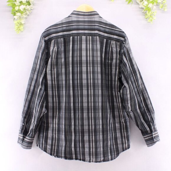 Tommy Bahama Men's Long Sleeve Button Down Shirt Silk Cotton Blend Black/Grey  L - Picture 2 of 7